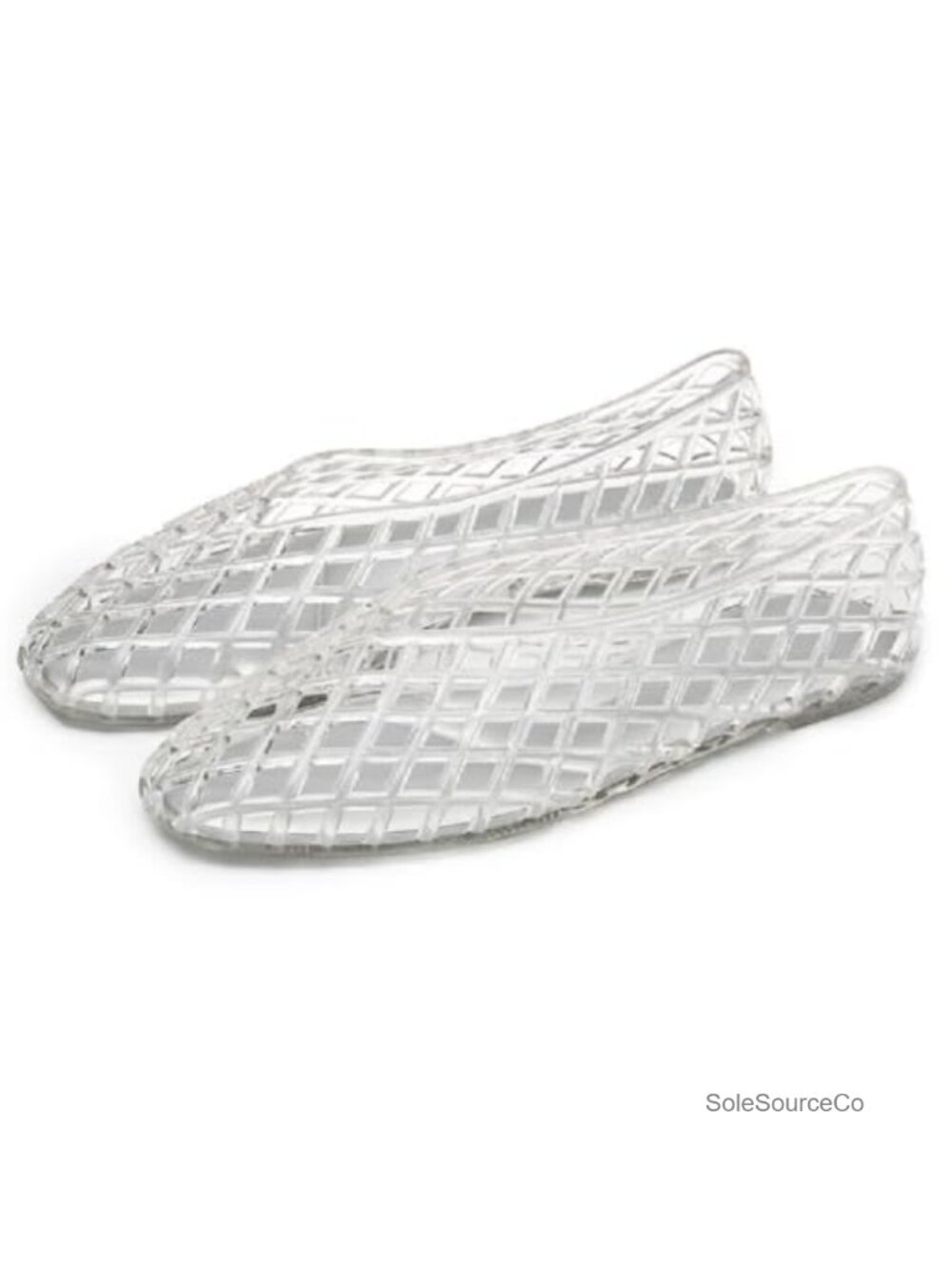 Womens Clear Mesh Hollow Slip On Ballet Jelly Flats Sandals